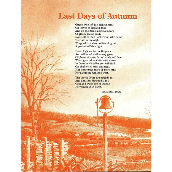 None Other - Last Days Of Autumn Elsie Natalie Brady 1980s Poem Retro Kitsch Wall Art SE6
